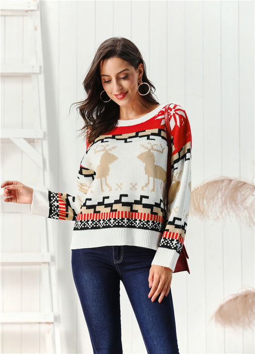 Women's Christmas Crew Neck Pullover Sweater