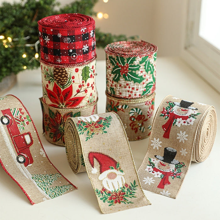 Linen Christmas Ribbon Christmas Tree Rattan Garland Decorative Ribbon