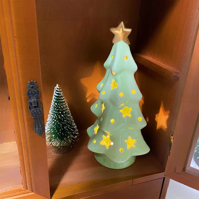 Christmas Gift Ceramic Transparent Christmas Tree Night Light