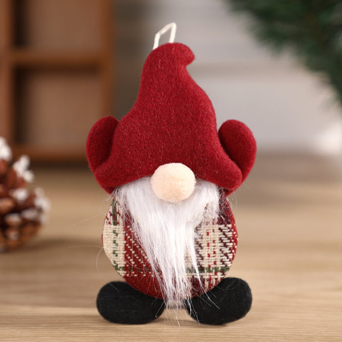 Christmas Decoration Pendant Christmas Little Doll Dancing Faceless Santa Claus Fabric Doll