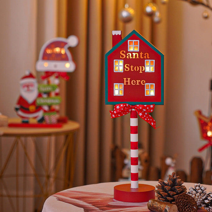 Christmas Road STOP Decorative Light Wooden