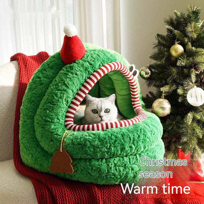 Christmas Green Furry bed Removable Washing