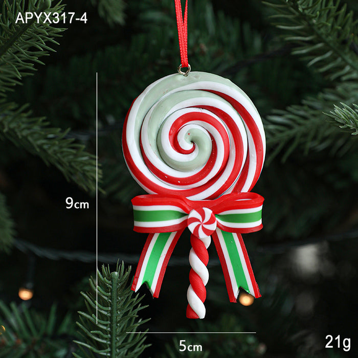 Polymer Clay Simulation Lollipop Hanging Pieces New Christmas Decoration Supplies