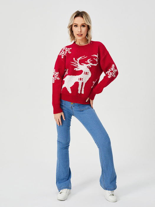 Women's Loose Casual Cozy Deer Sweater