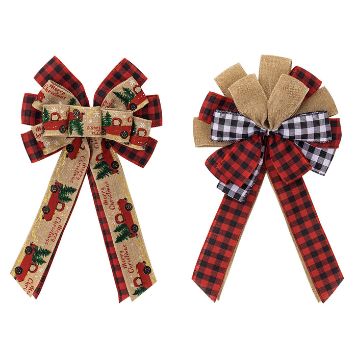 Christmas Decorations Gift Box Plaid Ribbon