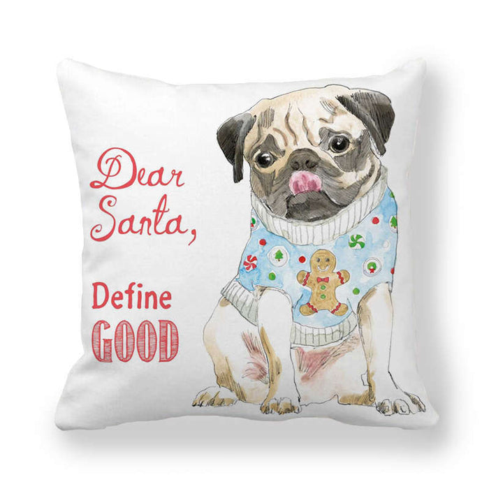 Christmas Cartoon Cute Dog Peach Skin Fabric Style Pillow Cover