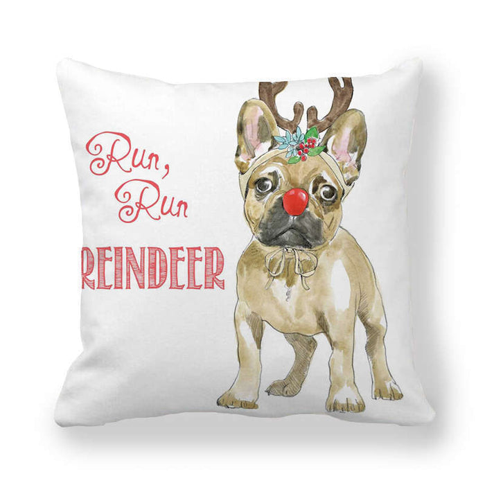 Christmas Cartoon Cute Dog Peach Skin Fabric Style Pillow Cover