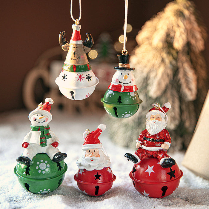 Christmas Iron Bell Nordic Painted Pendant Resin Pendants Snowman