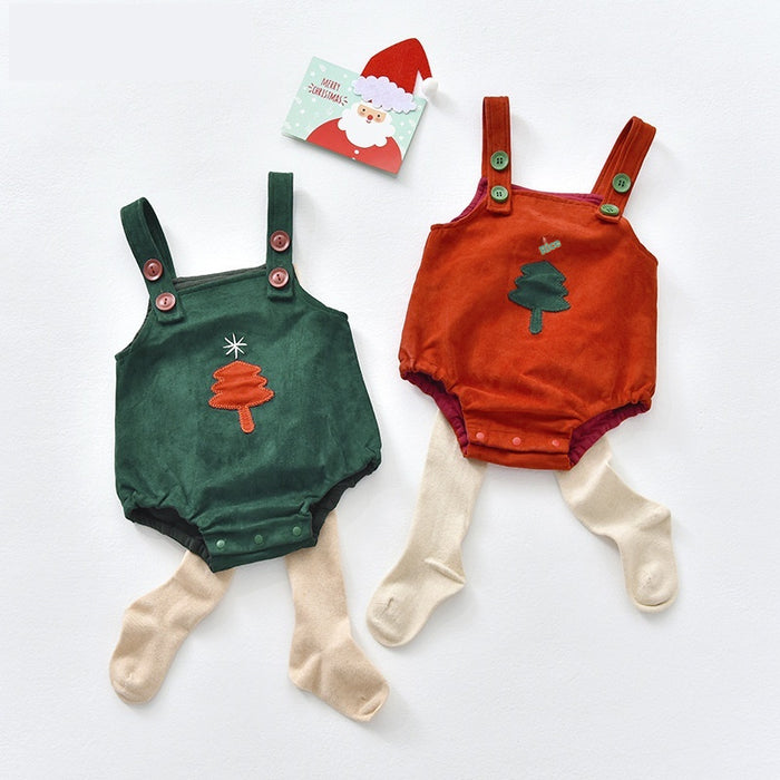 New Christmas Eve Cute Suspenders Romper Onesie Outerwear