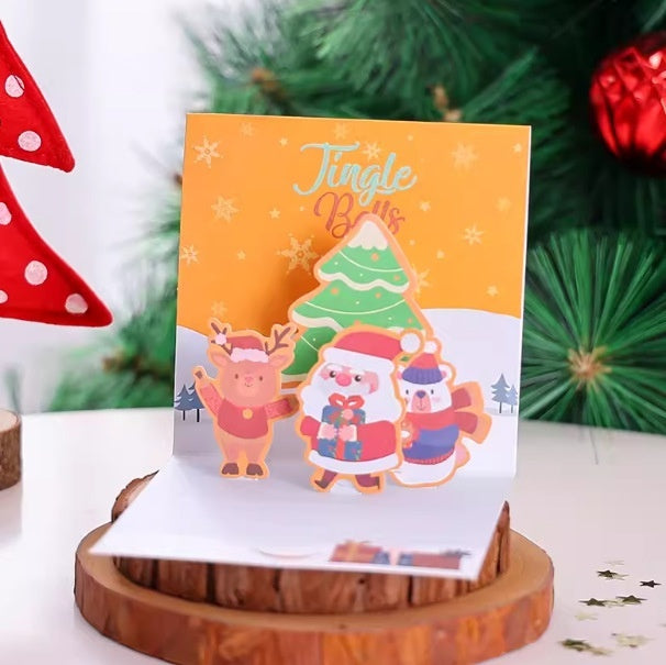 Christmas Stereoscopic Greeting Cards Diy Christmas Eve Gift Cartoon Blessing