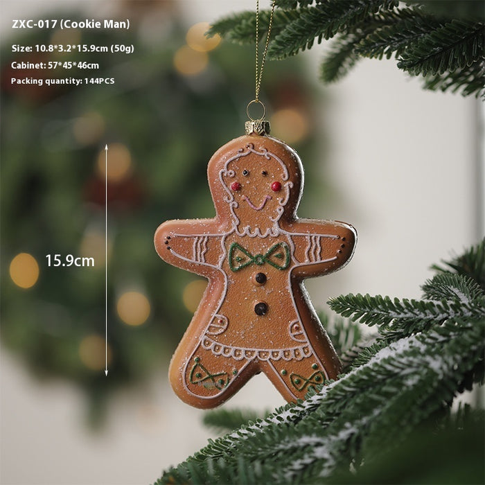 Christmas Decorative Small Pendant Gingerbread Man Word Plate House Crutches