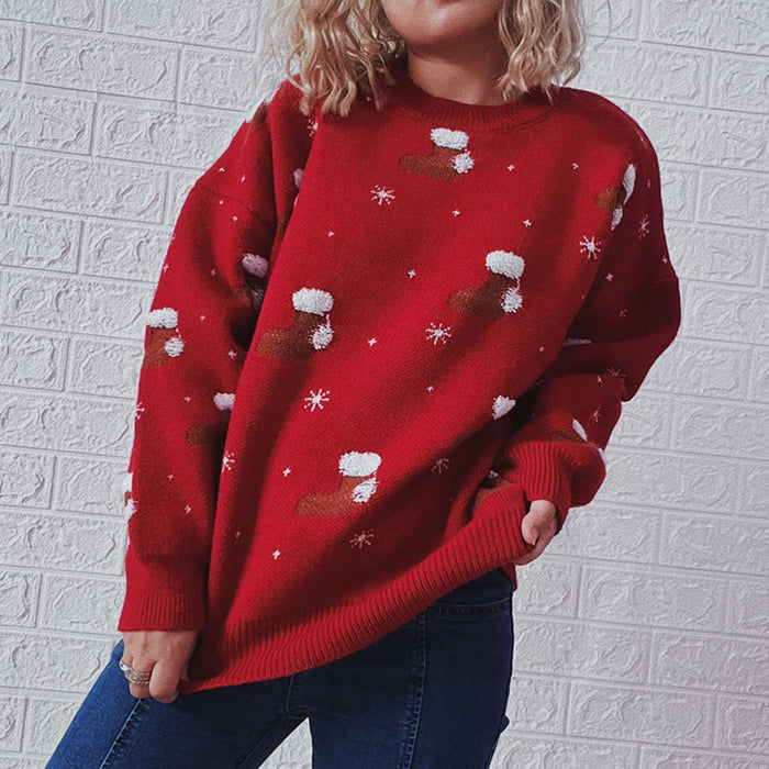 Women's  Round Neck Long Sleeve Christmas Sweater