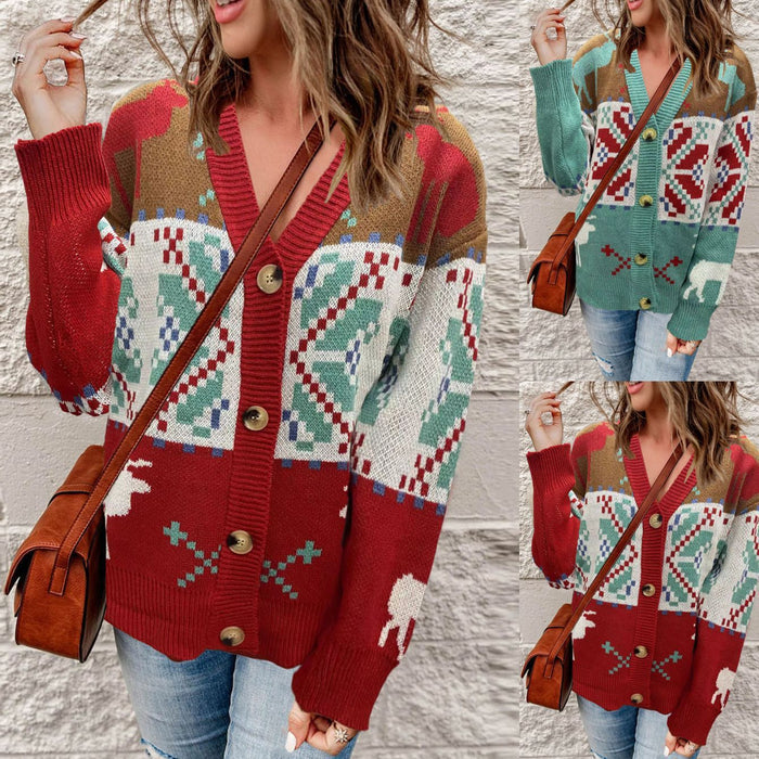 Knitted Cardigan Christmas Sweater Coat