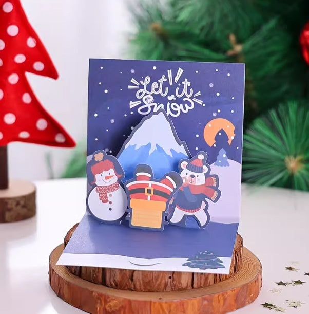 Christmas Stereoscopic Greeting Cards Diy Christmas Eve Gift Cartoon Blessing