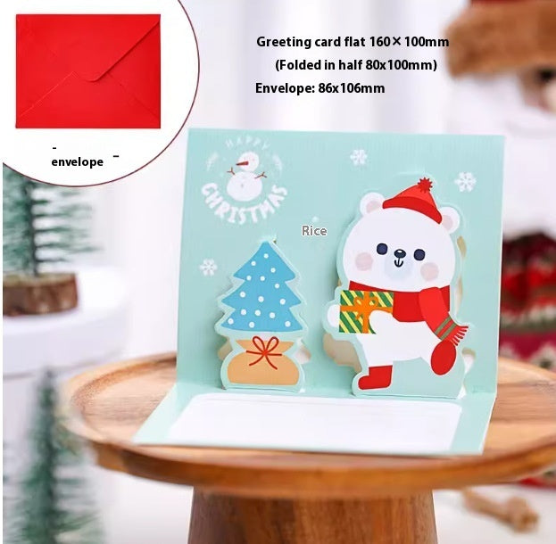 Christmas Stereoscopic Greeting Cards Diy Christmas Eve Gift Cartoon Blessing